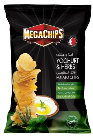ميجا شيبس يوغورت وأعشاب رقائق بطاطس، 40g