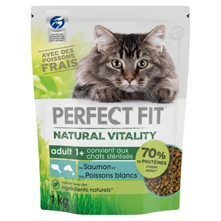 Perfect Fit Natural Vitality Salmon & White Fish Adult Cat Food, 1kg
