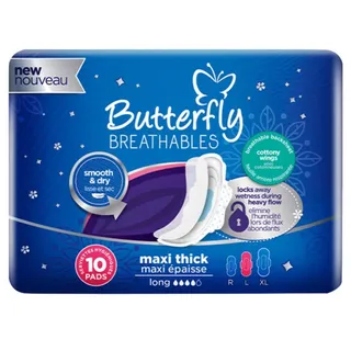 Butterfly Smooth & Dry Breathable Sanitary Pads, 10 Pieces