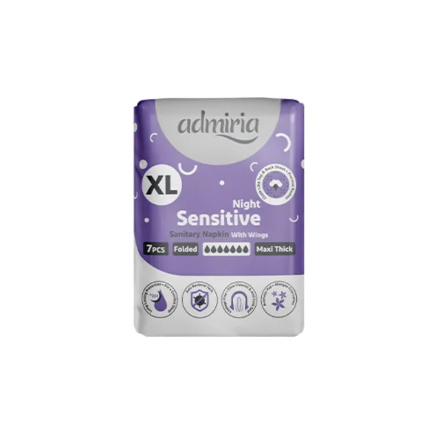 أدميريا نايت ماكسي ثيك سانيتاري نابكين، XL، 7 قطع