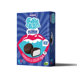 Icenack Cookie Bites Black Cookie Ice Cream, 6x37g