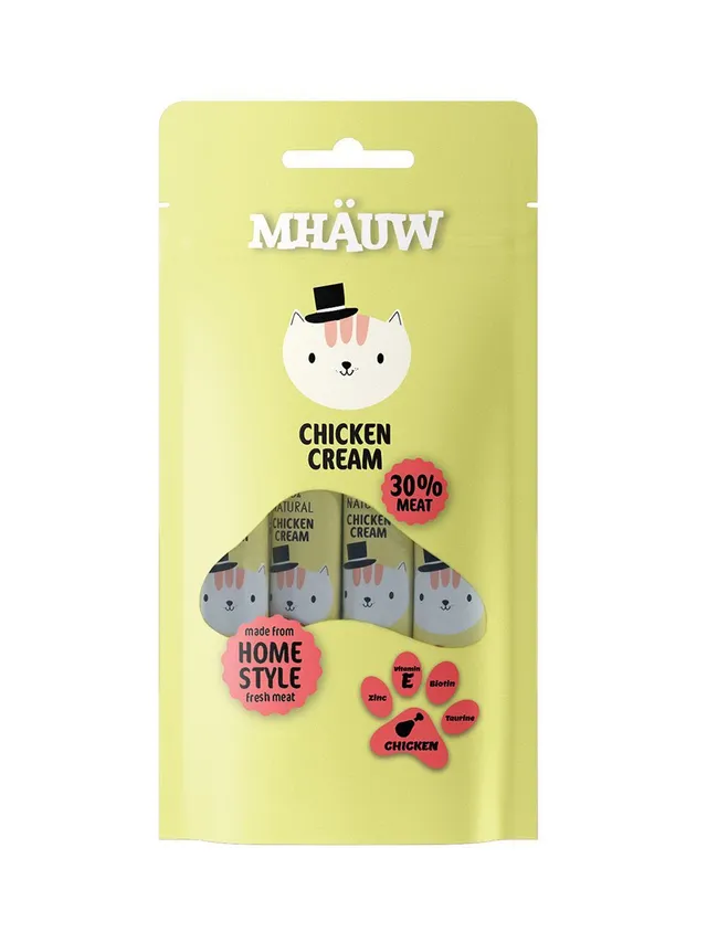 Mhauw Cat Treat with Chicken, 4x15g