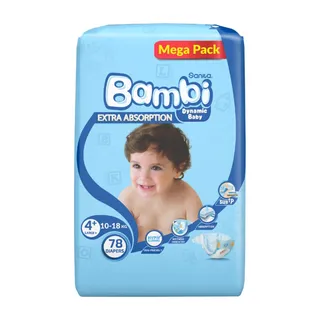 Sanita Bambi Large Baby Diapers Size 4 Plus (10-18kg), 78 Pieces