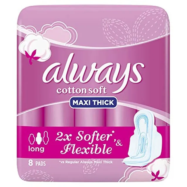 Always Maxi Thick Large Pads With Wings, 4x8 Pads