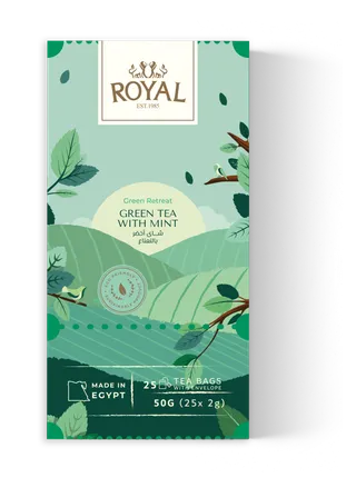 Royal Herbs Green Tea & Mint Tea Bags, 25 Tea Bags