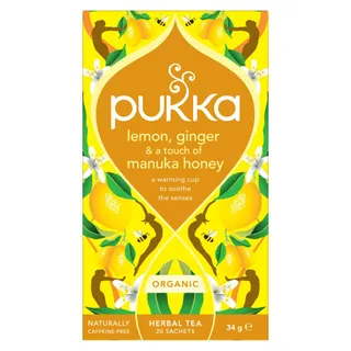Pukka Lemon, Ginger & Manuka Honey Organic Herbal Tea Bags, 20 Bags