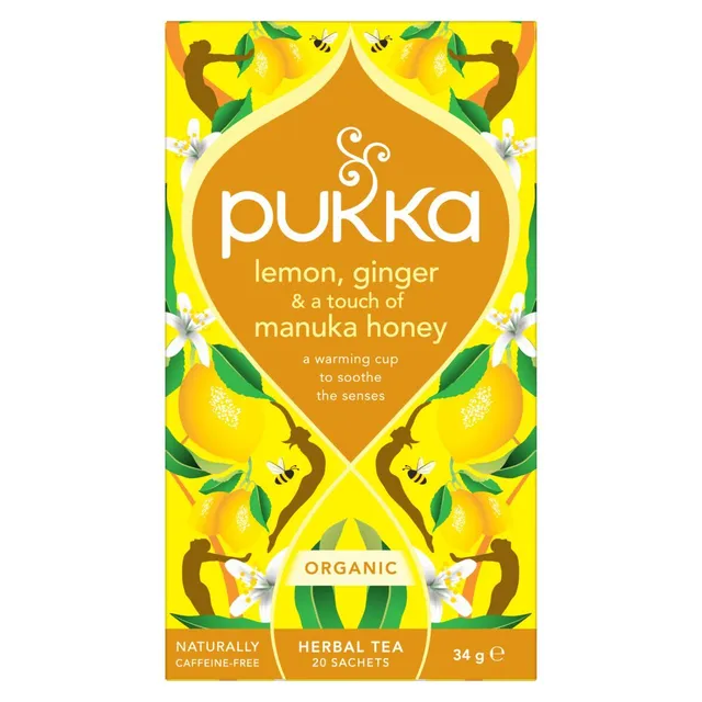 Pukka Lemon, Ginger & Manuka Honey Organic Herbal Tea Bags, 20 Bags