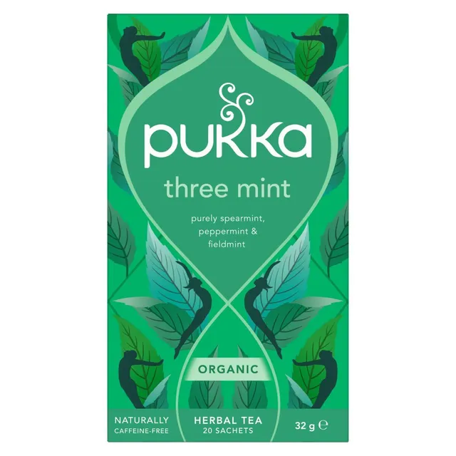 Pukka Three Mint Organic Herbal Teabags, 20 Teabags