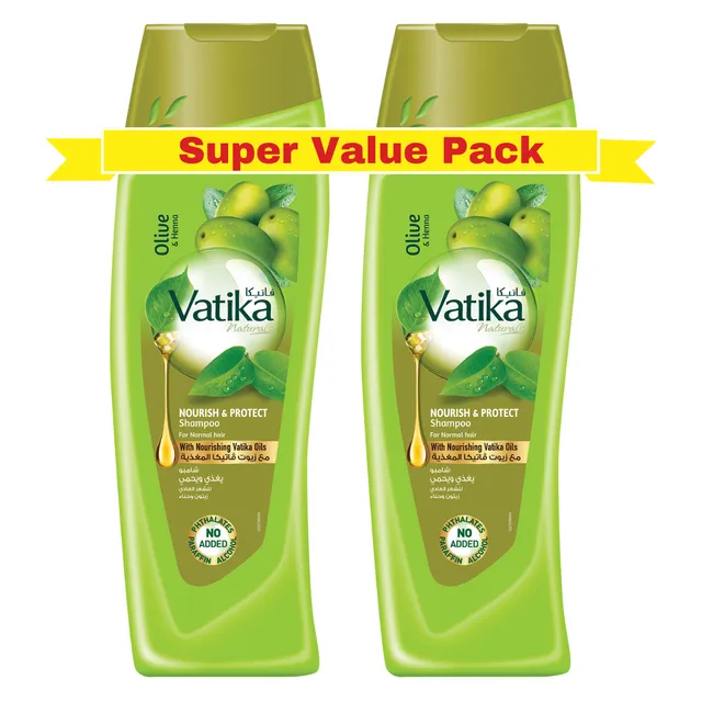 Dabur Vatika Nourish & Protect Shampoo Olive & Henna 400 ml x 2 Pcs