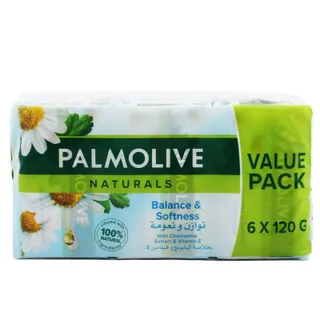 Palmolive Natural Soap With Chamomile Extract & Vitamin E, 5+1 120g