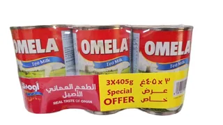 أوميلا علب حليب شاي مبخر، 3x405 جم