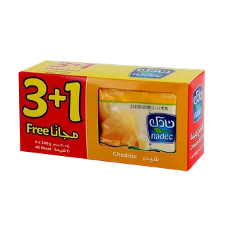 Nadec Cheese Slice Cheddar 3+1 Free x 200 g