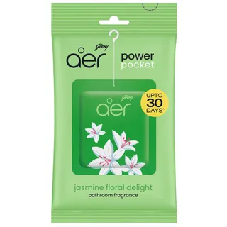Godrej Aer Jasmine Floral Delight Power Pocket Bathroom Fragrance, 10g