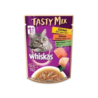 Whiskas Cat Food Tasty Mix Chicken With Salmon Wakame Seaweed In Gravy, 85g