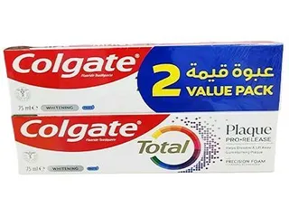 كولجيت توتال وايتنينج بليك معجون أسنان، 2x75مل