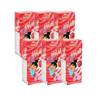 كي دي دي حليب فراولة قليل الدسم طويل الأمد، 6x180ml