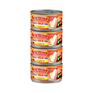 Al Mazraa Fancy Solid Tuna Tin in Sunflower Oil, 4x170g