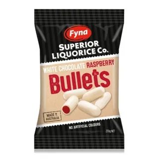 Fyna Raspberry Bullets White Chocolate 230 Gm