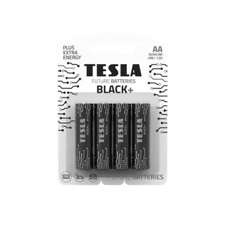 Tesla Black+ Alkaline AA Batteries, 4 Pieces