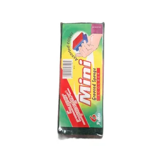 Mini Grooved Assorted Colour Sponge Scourer, 6 Pieces