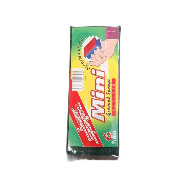 Mini Grooved Assorted Colour Sponge Scourer, 6 Pieces