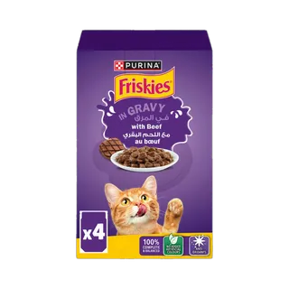Purina Friskies In Gravy with Beef Cat Food 4x85g