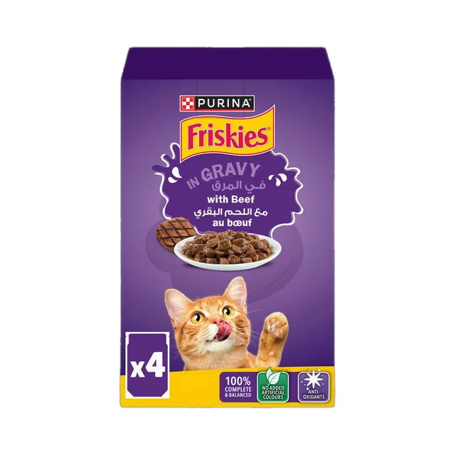 Purina Friskies In Gravy with Beef Cat Food 4x85g