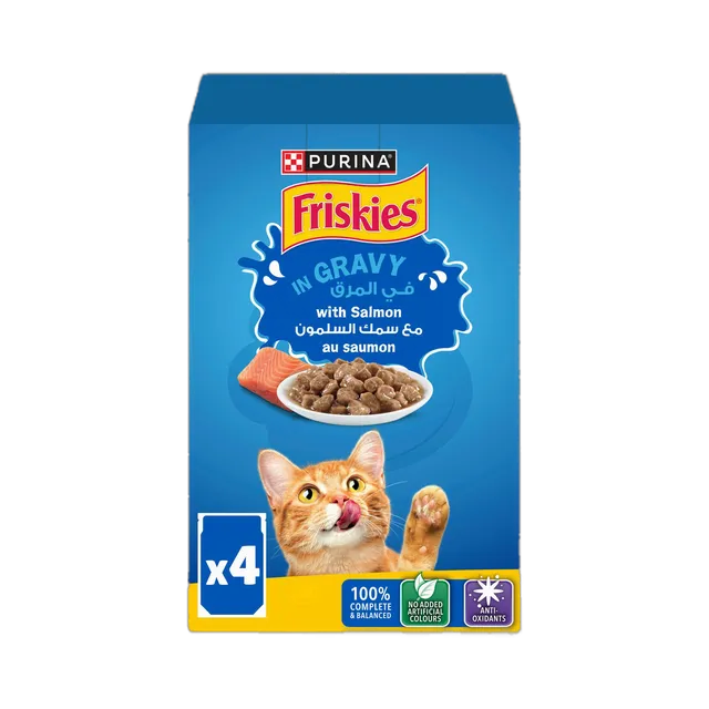 Purina Friskies In Gravy with Salmon Cat Food, 4x85g