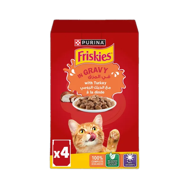 Purina Friskies In Gravy with Turkey Cat Food 4x85g