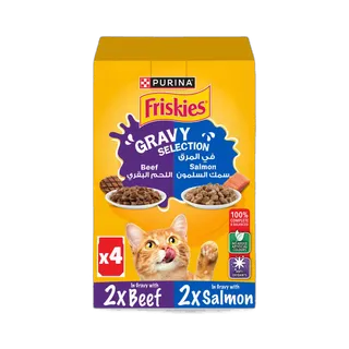 Purina Friskies Gravy Selection Beef & Salmon Cat Food, 4x85g