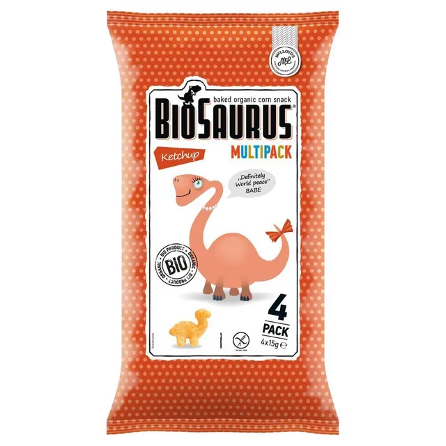 Mclloyd's Biosaurus Baked Ketchup Organic Corn Snack, 4x15g