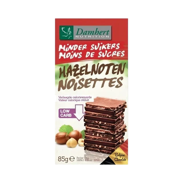 Damhert Less Sugars Chocolate with Hazelnuts Tablet, 85g