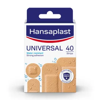Hansaplast Multipurpose Water-Resistant and Strong Adhesion Universal Plasters with Non-stick Wound Pad, 40 Strips