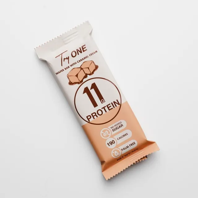 Try One Wafer Bar with Caramel Cream (11g Protein), 45g