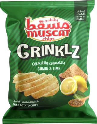 موسكات شيبس كرينكلز نكهة الكمون والليمون رقائق بطاطس مقلية، 24x12 جم