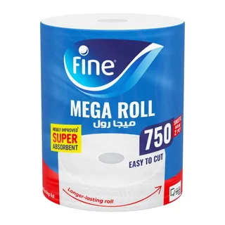Fine Mega Roll 2Ply Tissue, 750 Sheets, 1 Piece