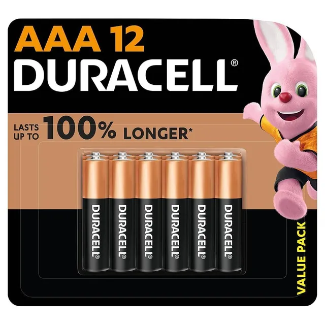 Duracell AAA Alkaline Batteries, 1.5V, 12 Pieces
