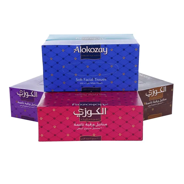 ألوكوزاي مناديل وجه 2 طبقة، 5x200 ورقة