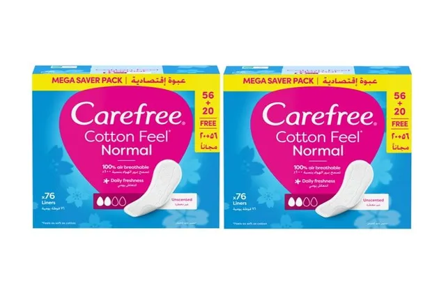 Carefree Cotton Prefume Free Panty Liners, 2x76 Pieces