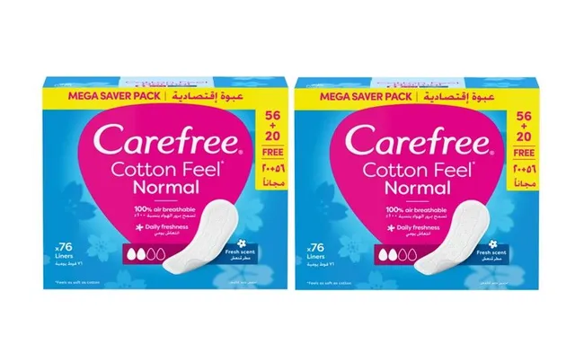 Carefree Cotton Fresh Scent Panty Liners, 2x76 Pieces