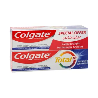Colgate Total Advanced Whitening Toothpaste, 2x75ml