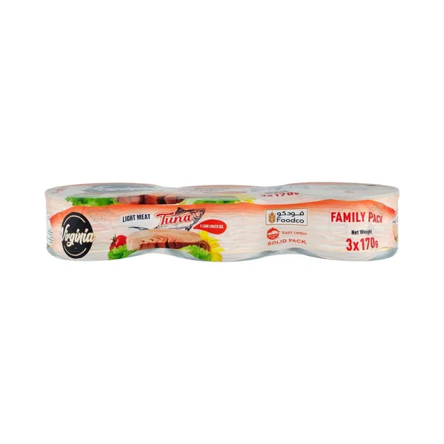 فيرجينيا لايت ميت تونة في زيت عباد الشمس، 3x170g