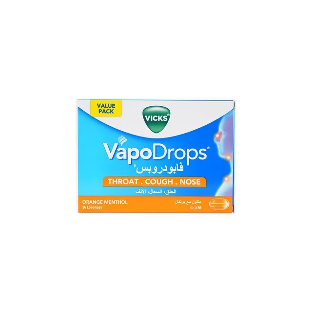 Vicks VapoDrops Orange Menthol Lozenges, 36x2.5g