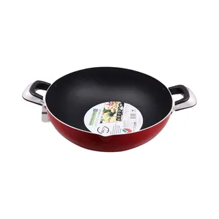 Royalford Aluminum Non-Stick Wok Fryer Red 30cm