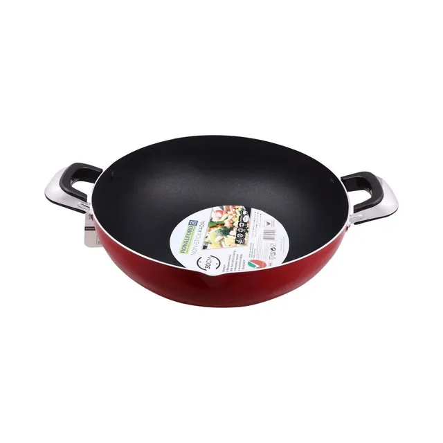 Royalford Aluminum Non-Stick Wok Fryer Red 30cm