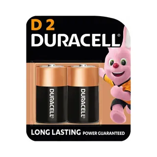 Duracell Type D Alkaline Battery, 2 Pieces