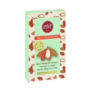 Elite Milk Chocolate with Prebiotic Inulin No Sugar Added, 60g