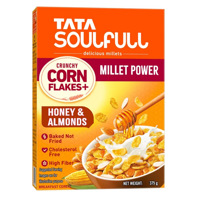 Tata Soulful Crunchy Millet Corn Flakes Almond-Honey, 375g