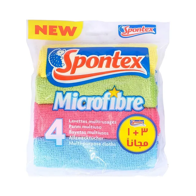 Spontex Microfiber Collection Cloths, 30x30cm, 4 Pieces