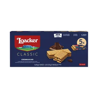Loacker Cremkakao Cocoa & Chocolate Cream Wafer, 5x45g